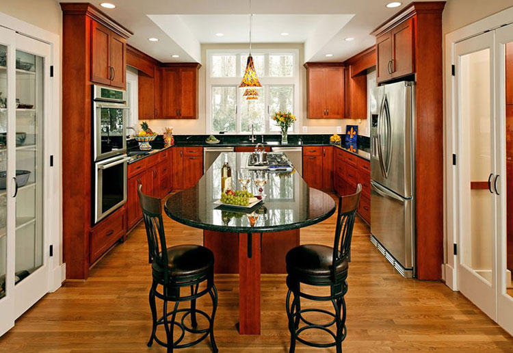 black pearl granite countertops with cherry cabinets